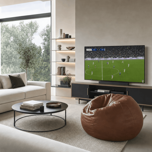 Follis - Pouf a Forma di Pallone da Calcio in Pelle Vera | Edizione limitata - Griseo Interior